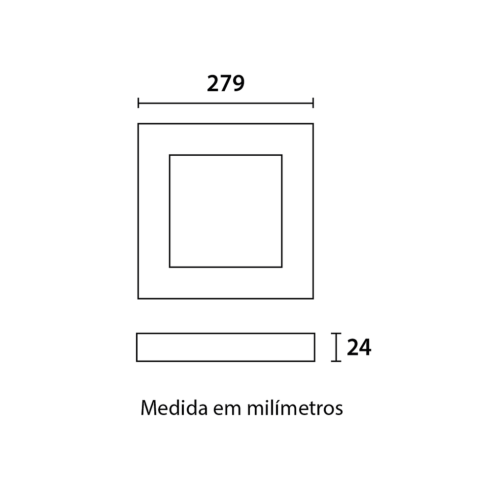 Miniatura: Painel LED Sobrepor Quadrado Alumínio 24W- Branco - 6.500K
