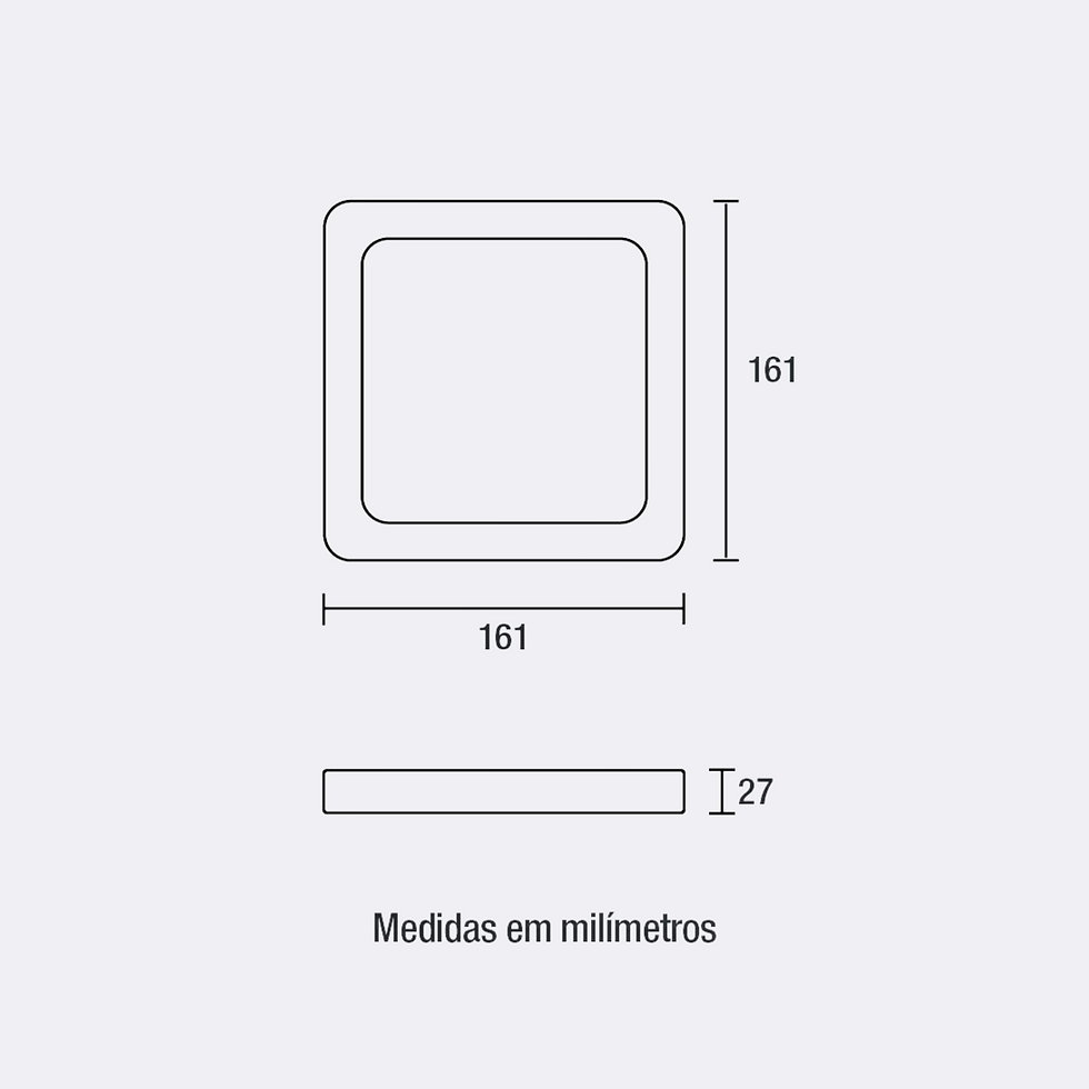 Miniatura: Painel LED Play ABS Sobrepor Quadrado 12W Bivolt 6.500K - Branco