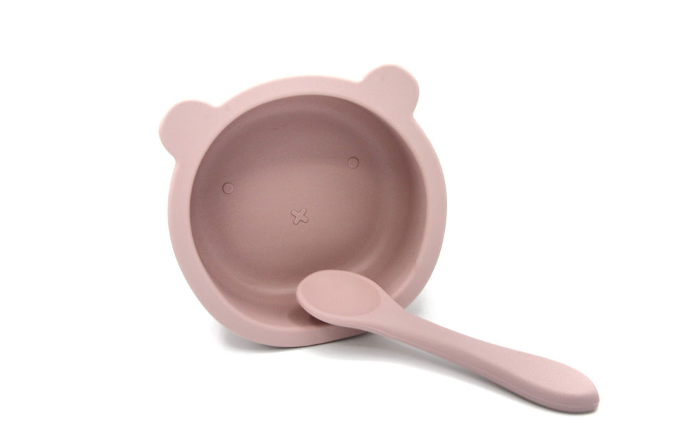 Bear silicone bowl -Light Rose