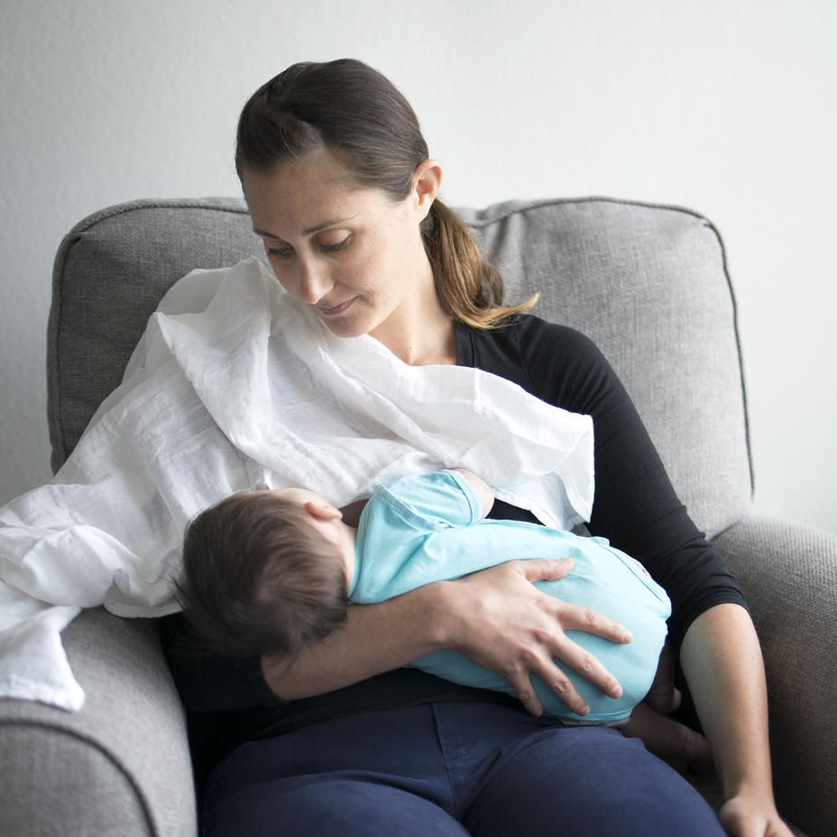 Thumbnail: Organic Cotton Muslin swaddle blankets (2 pack) - Blue and White