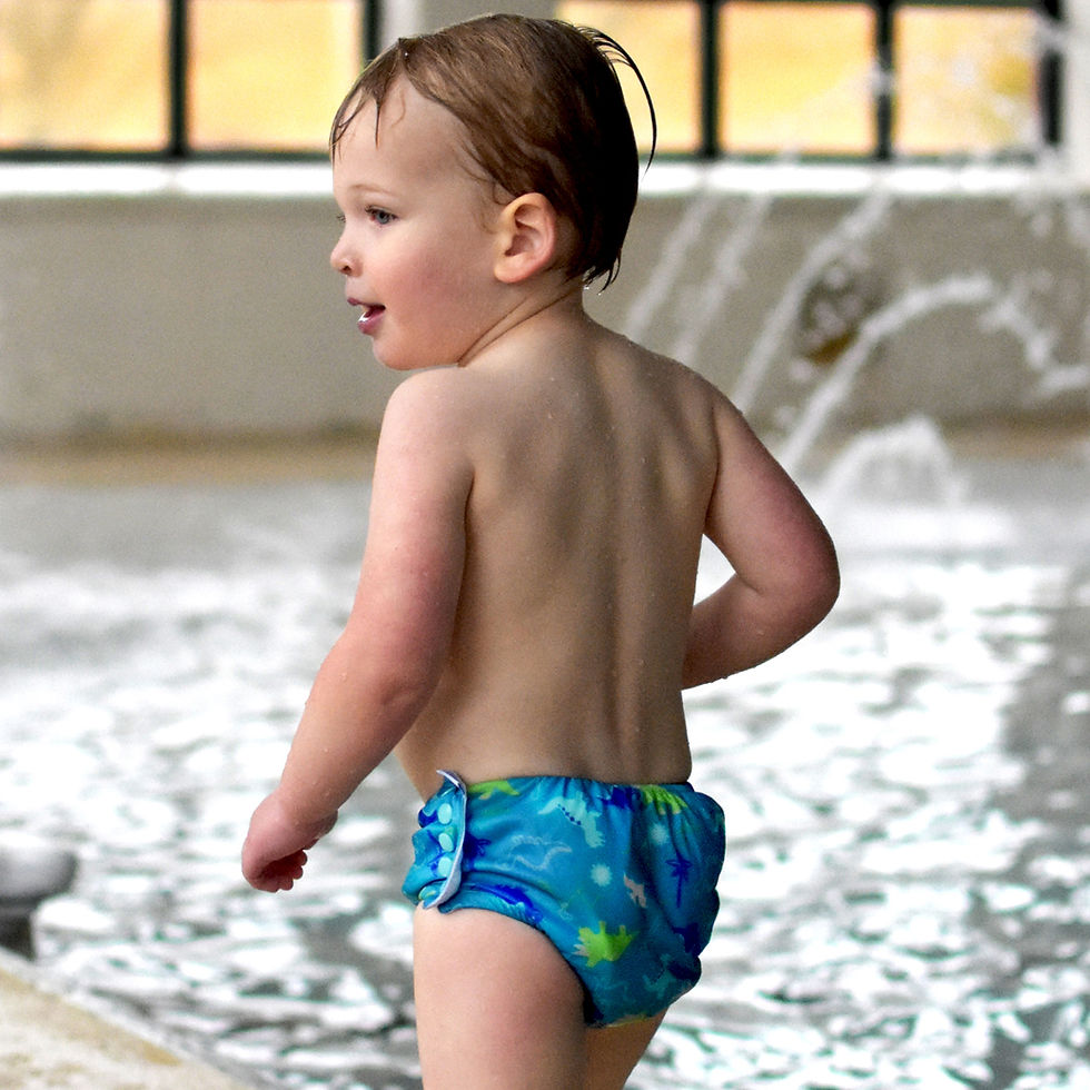 Thumbnail: Snap Reusable Absorbent Swim Diaper - Aqua Dinosaurs
