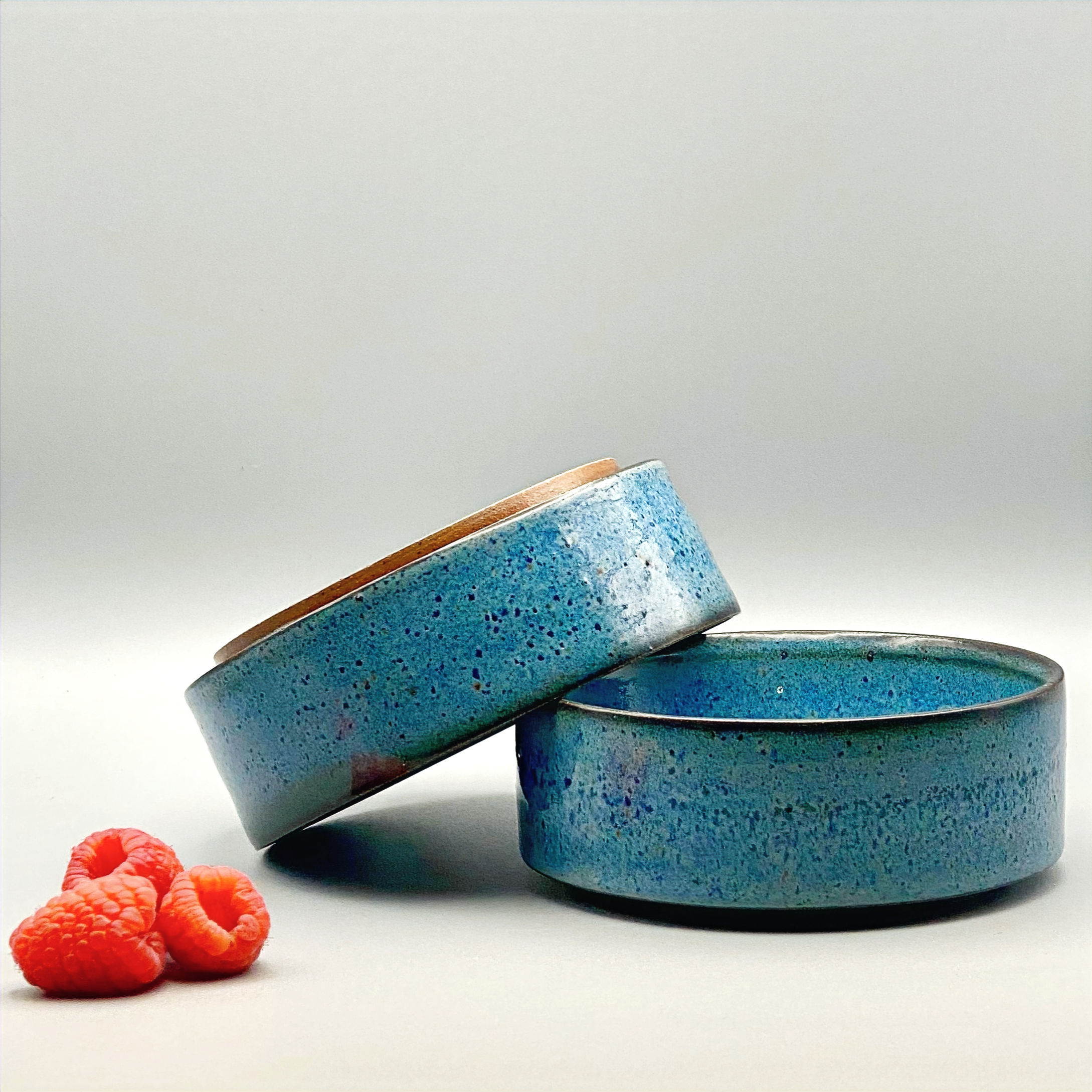 Set of two handcrafted stoneware berry bowls