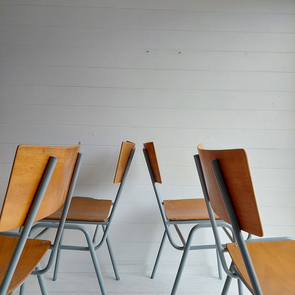 Thumbnail: 4 Mid Century Stackable Dining Chairs, Remploy 50s