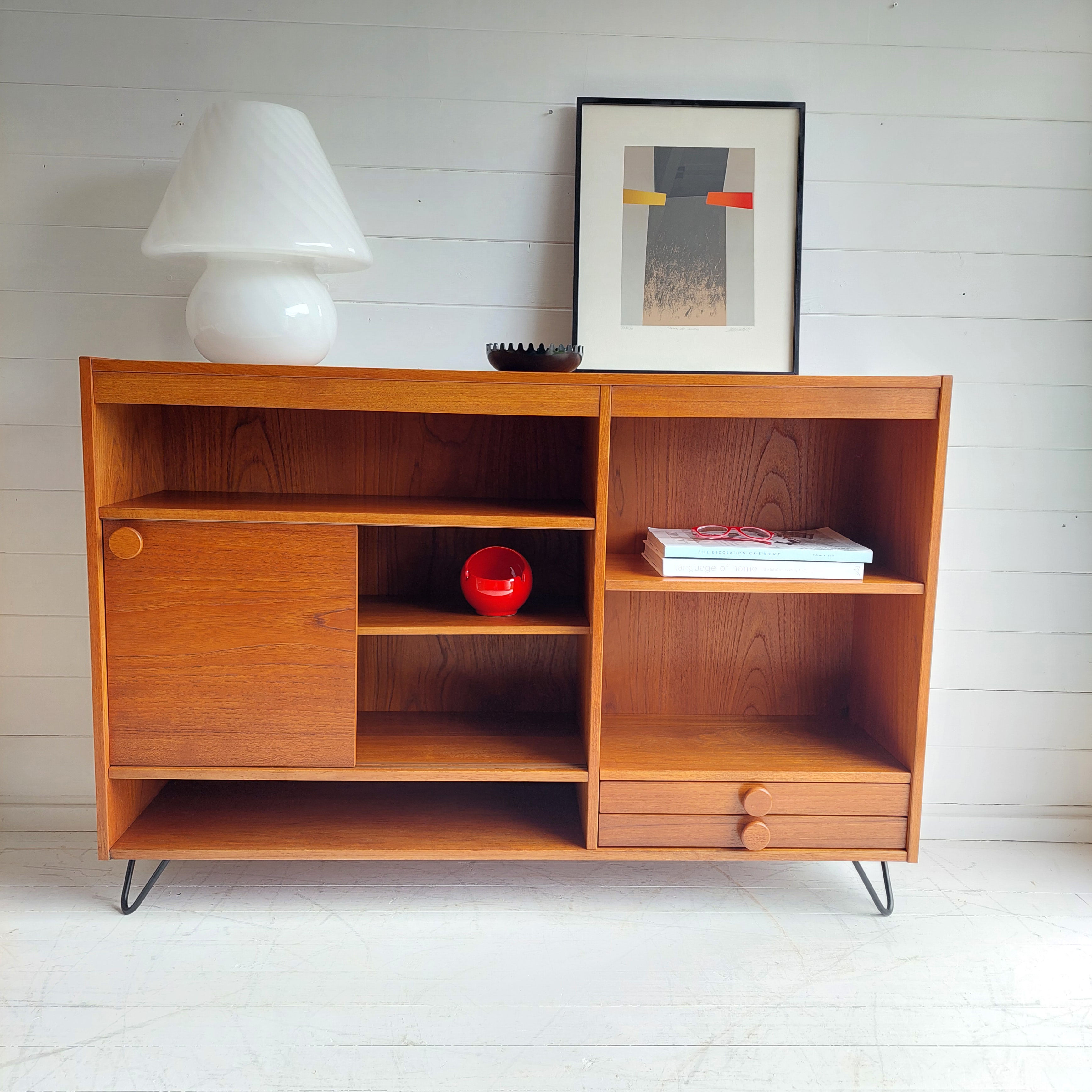 Mid Century Danish Teak Shelving Unit Bookcase Cabinet 60s