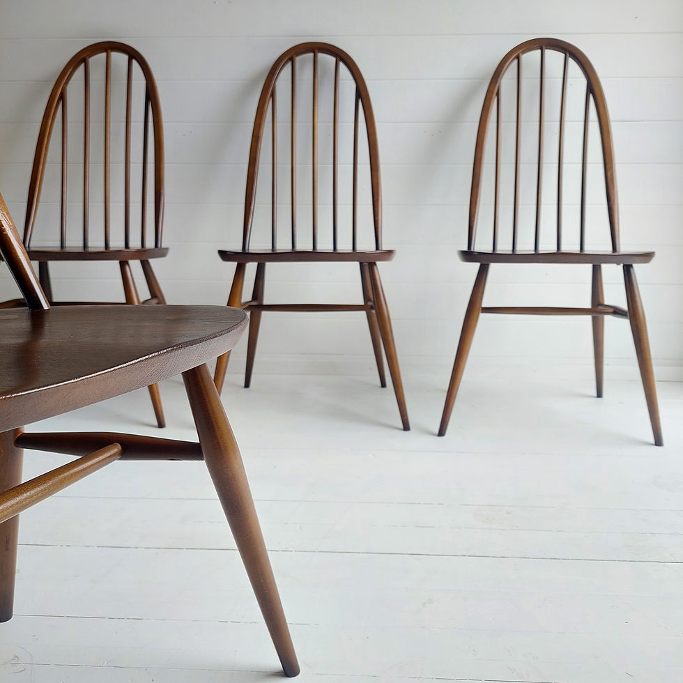 Thumbnail: 4 Mid Century Ercol Quaker 365 Dining Chairs 60s