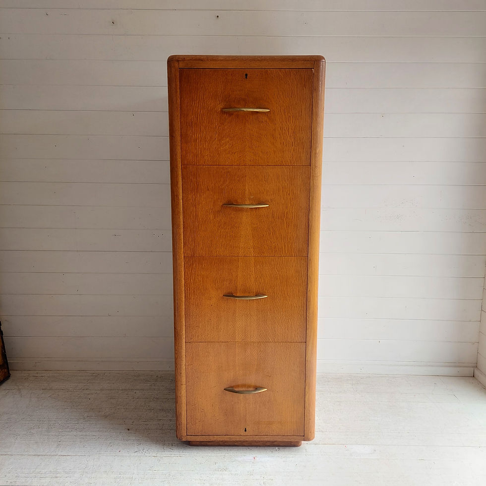 Thumbnail: Art Deco Oak Filing Cabinet With Bar Drawer England 30s