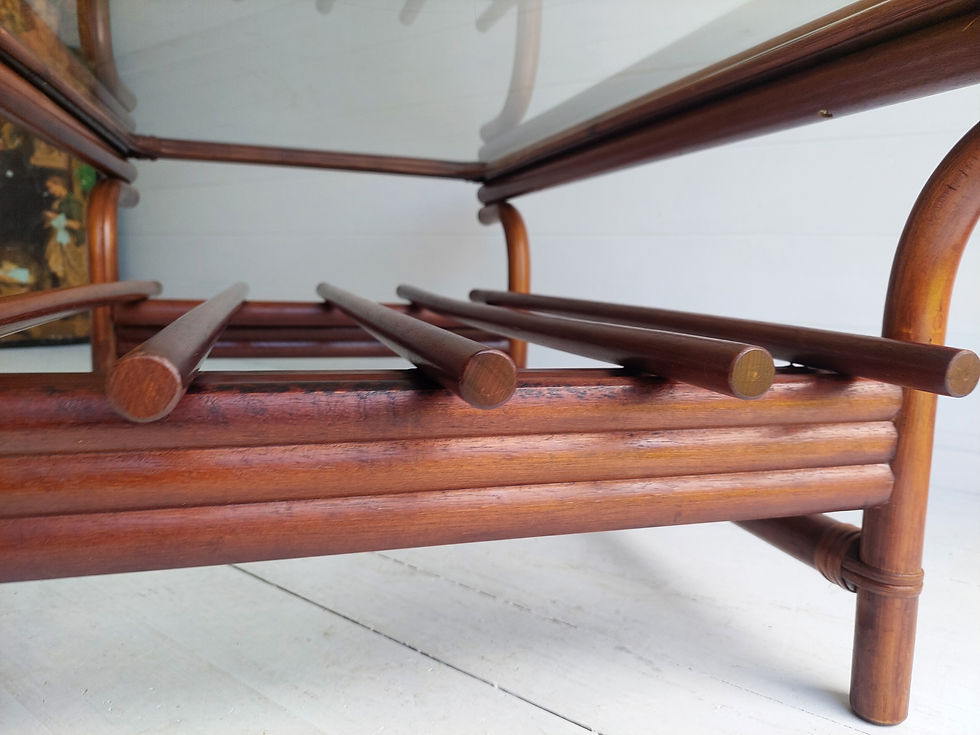 Thumbnail: Mid century Bamboo and Glass coffee table Italian style 70s