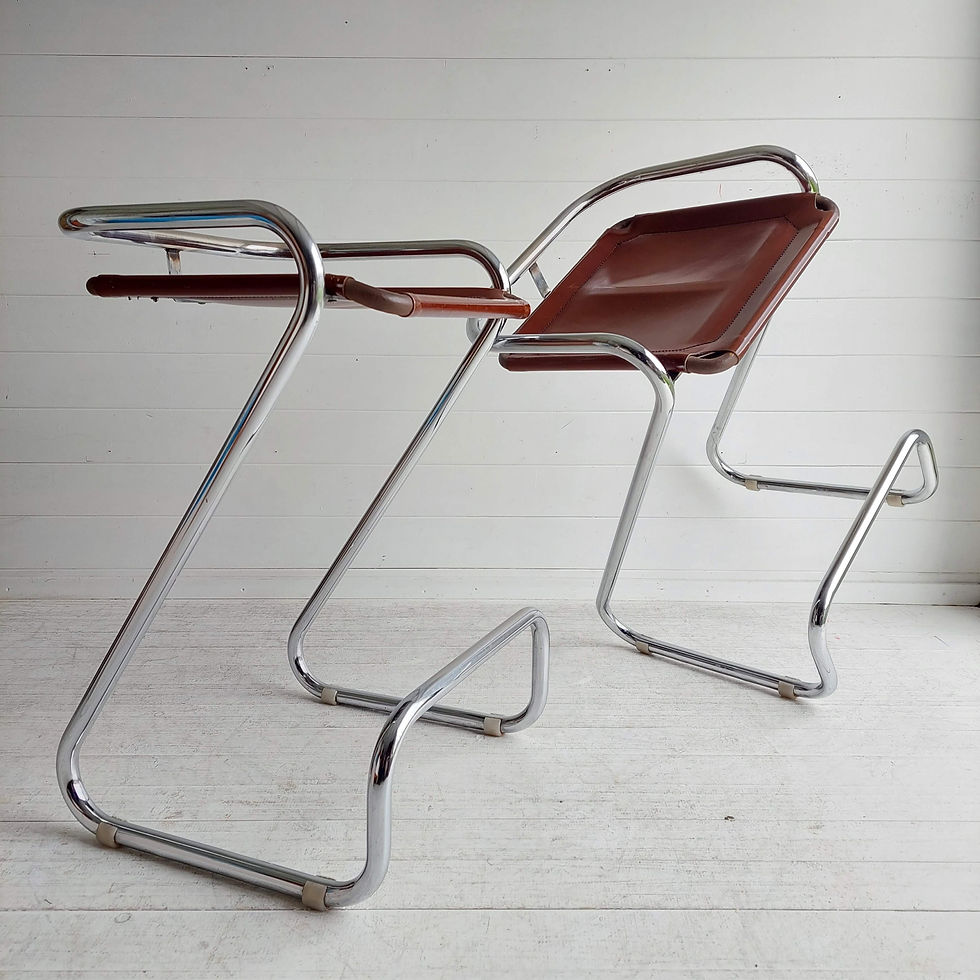 2 Mid Century Chrome Bar Stools, Italy 1970s