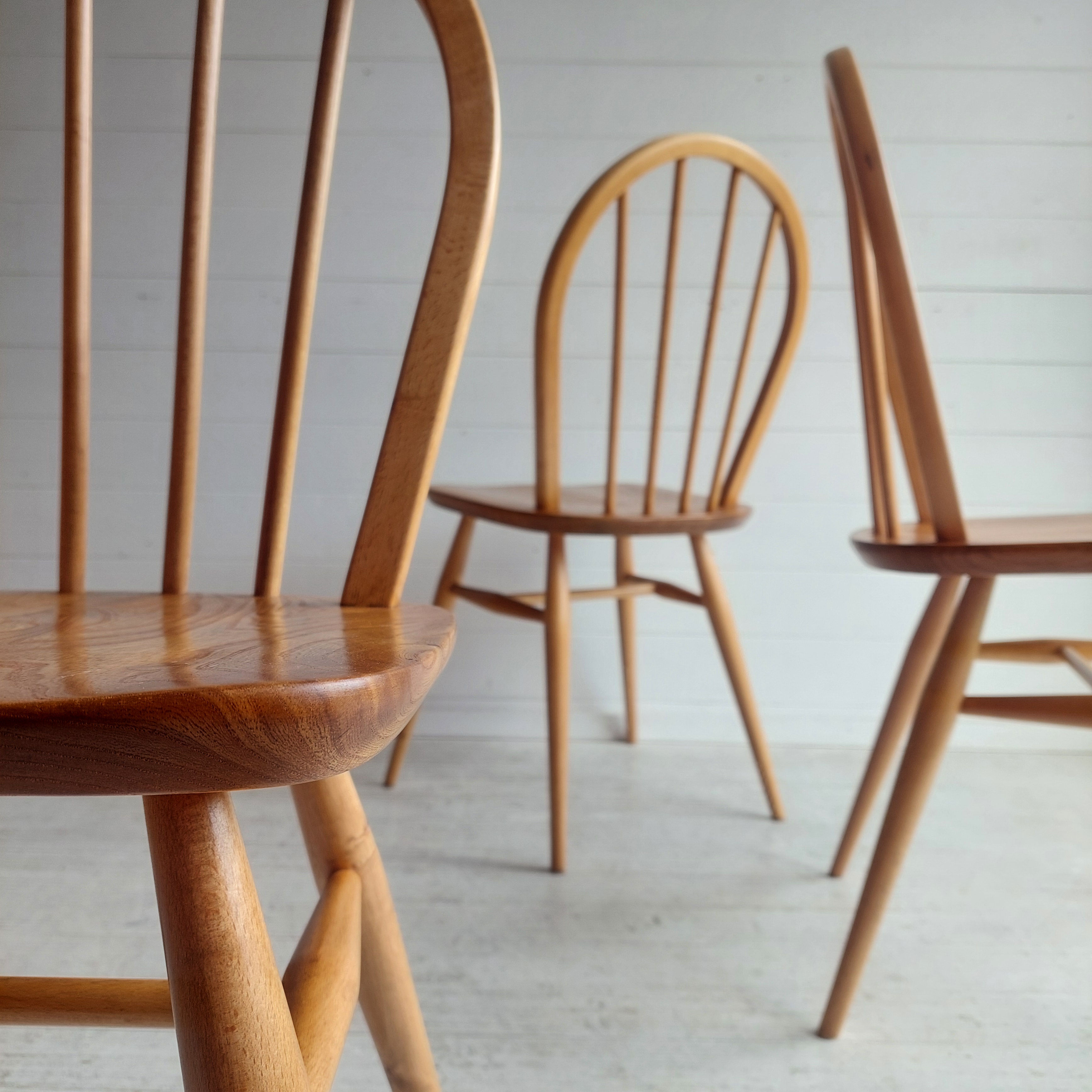 Mid Century Vintage Ercol 400 Blonde Dining Chairs 60s
