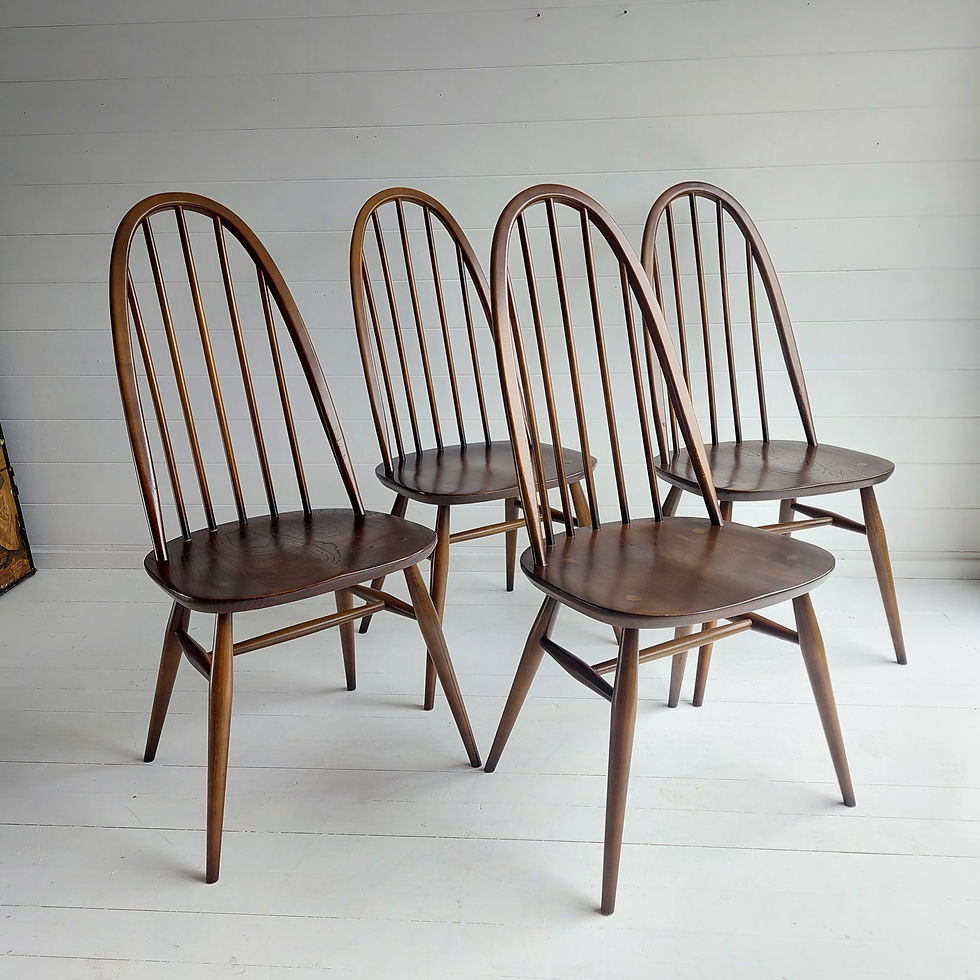Thumbnail: 4 Mid Century Ercol Quaker 365 Dining Chairs 60s