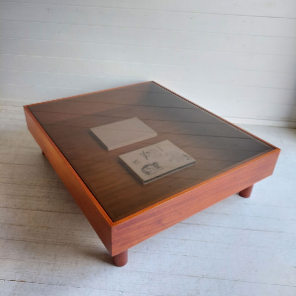 Thumbnail: Mid Century Teak & Smoked Glass Coffee Table 60s