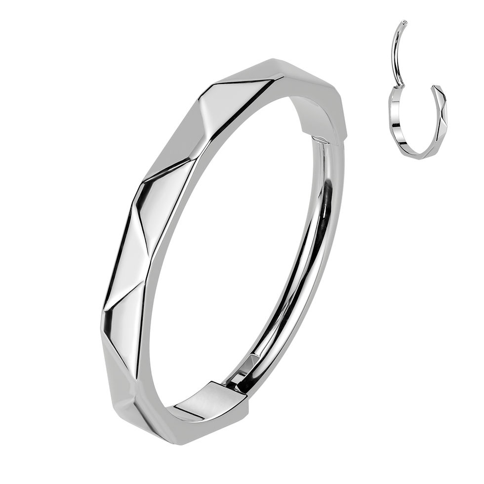 Thumbnail: Nose Hoop Ring With Faceted Side