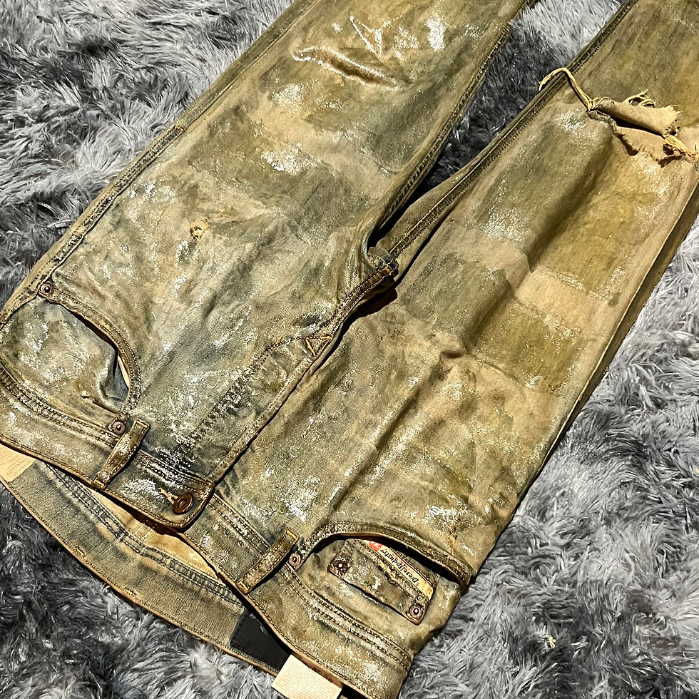 Thumbnail: Mudwashed And Hand Waxed Skinny Denim
