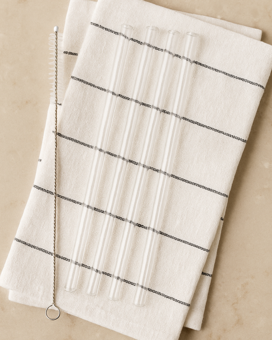 Kit de Canudos de Vidro 20cm com limpador - 5 Peças