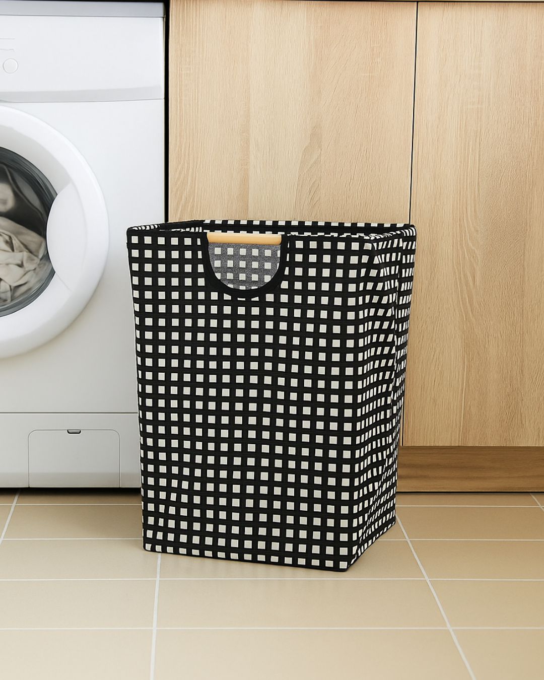 Cesto Xadrez - Poliéster Dobrável - 40x30cm