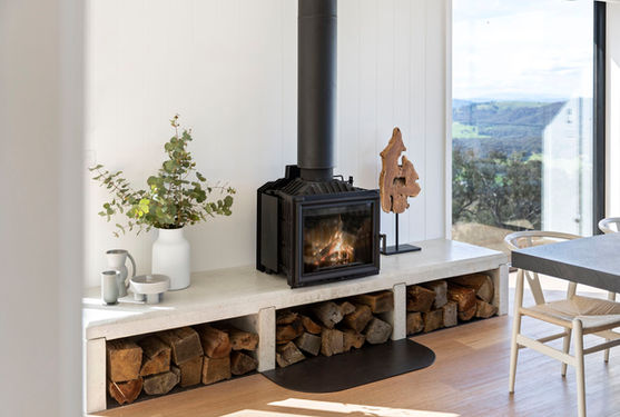 Warm Fireplace inside our Luxury Accommodation in the High Country