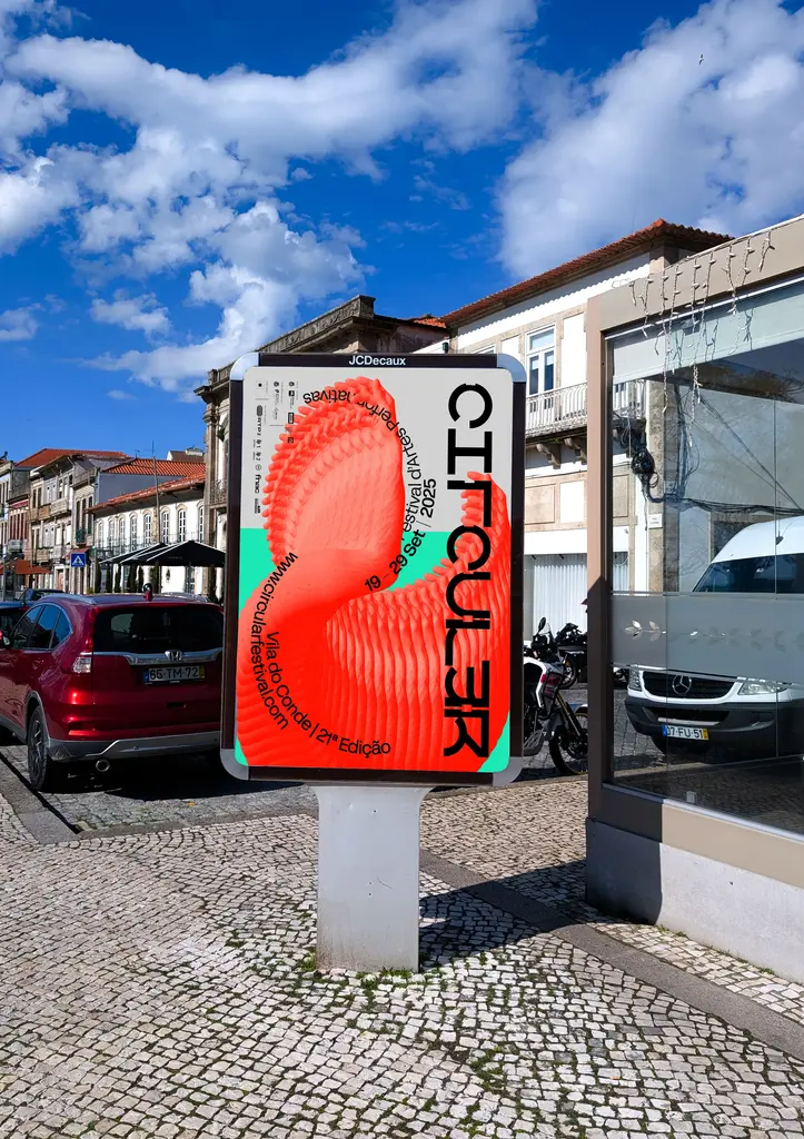 Street-side poster promoting the first edition of a graphic design and digital media exhibition by ESAD, titled “CIRCULER.”
