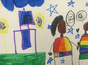 A second grade artist illustrates a classroom behavior, “make friends”.jpg