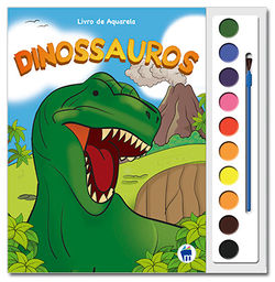 LIVRO AQUARELA DINOSSAUROS COM 10 CORES E PINCEL