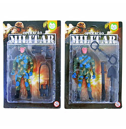 BONECO 12CM MILITAR COM ACESSÓRIOS