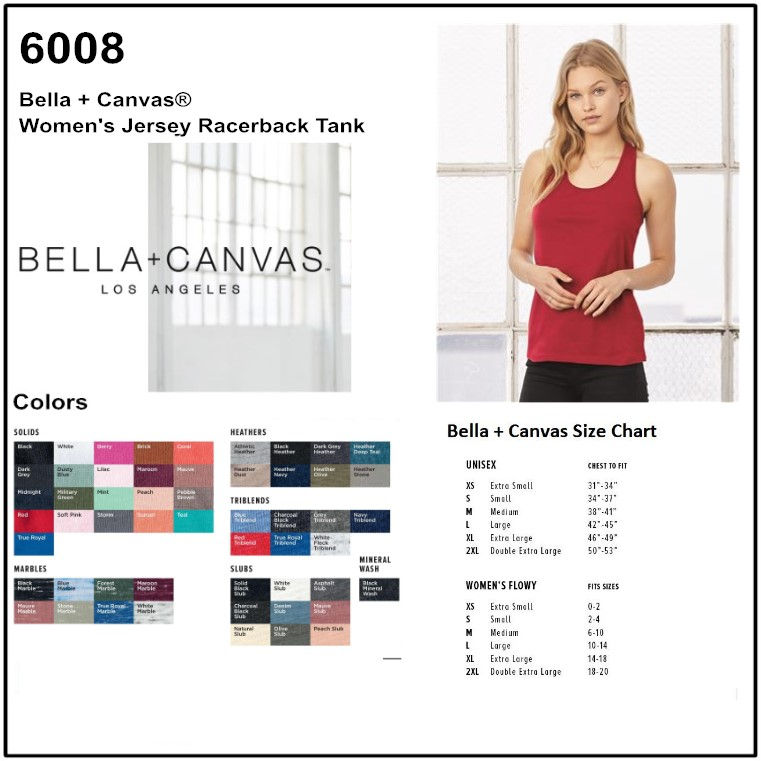 Personalize -Bella Canvas 6008 - Women's Jersey Racerback Tank