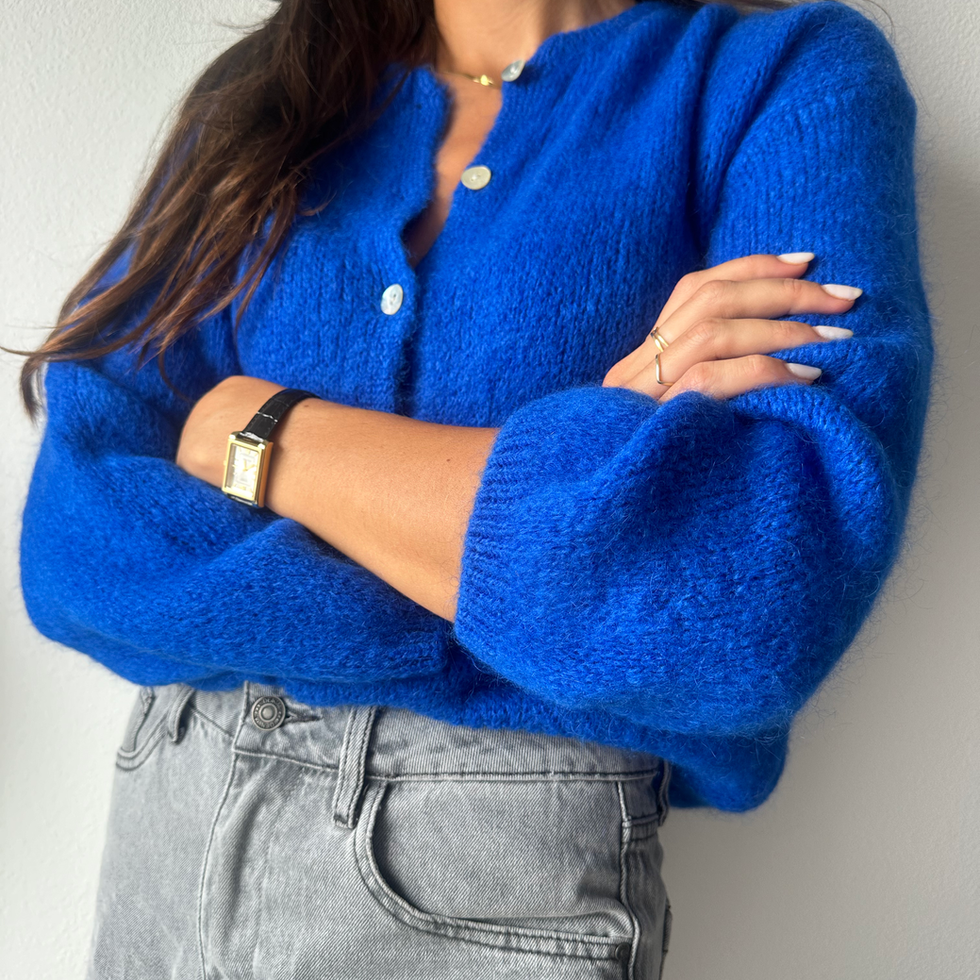 Gilet en maille femme bleu royal | Almarose boutique