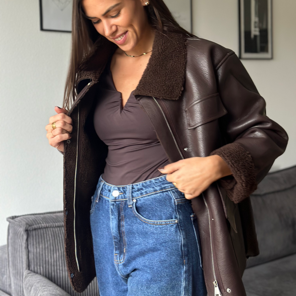 Veste similicuir marron femme | Almarose boutique