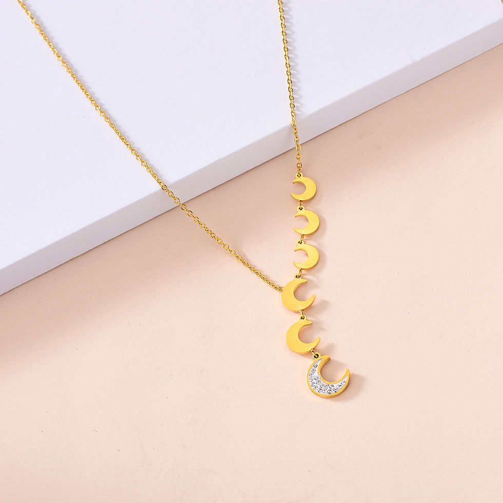 Thumbnail: 18K Gold Plated Moon Crescent Pendant Necklace