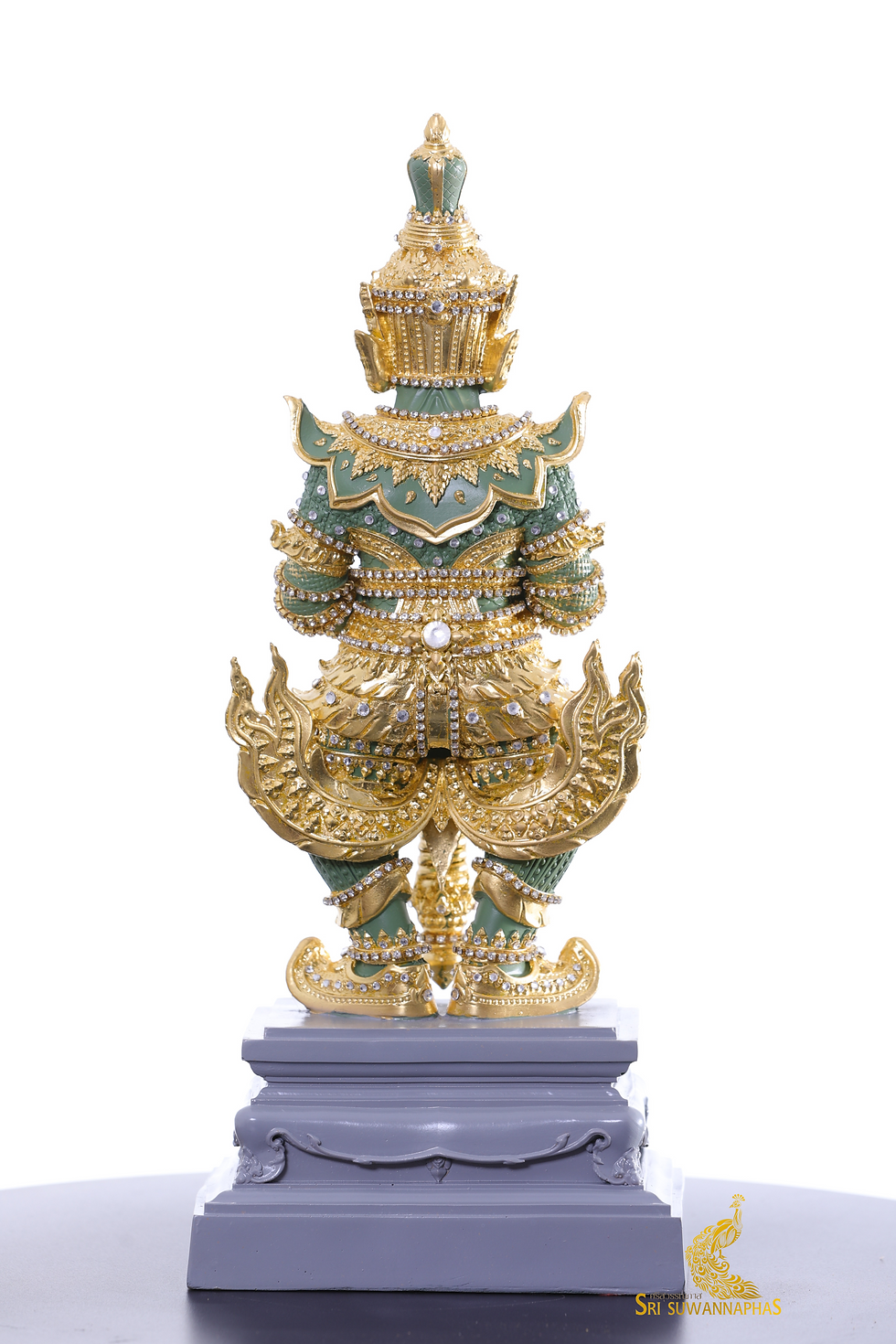 ภาพขนาดย่อ: ท้าวเวสสุวรรณ ปางจาตุมหาราช กายสีเขียว ความสูง 14 นิ้ว งานปิดทองวิทยาศาสตร์