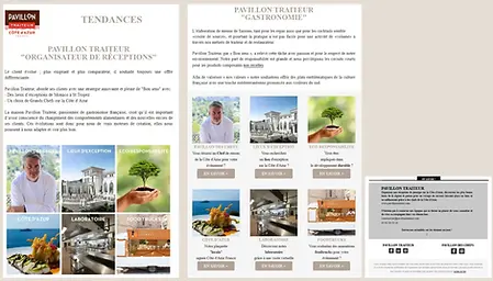 Campagne e-mailing Groupe Pavillon : design personnalisé, contenu rédigé sur-mesure. Secteur traiteur & événementiel - 1 