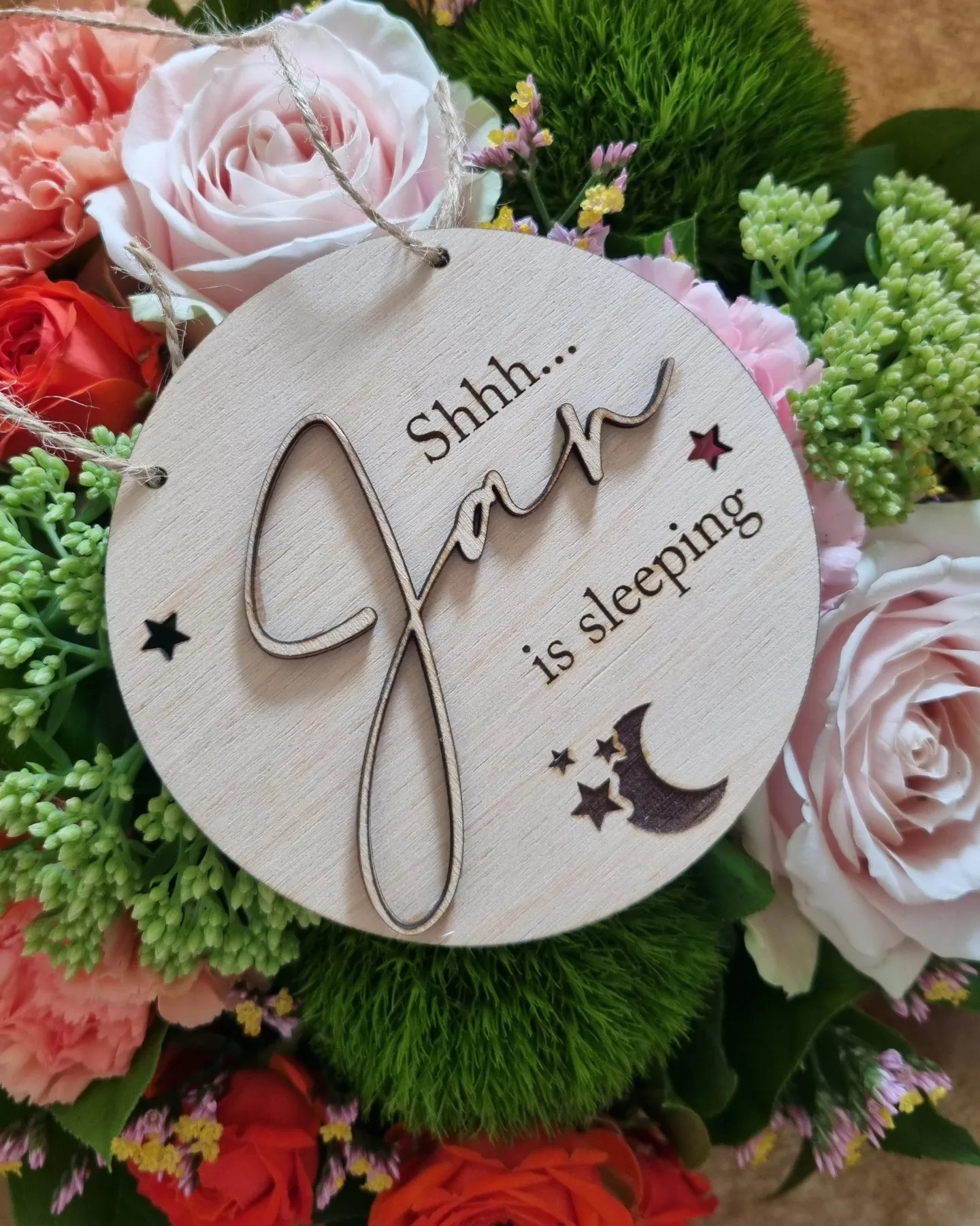 Baby's door sign "Shhh... Name is sleeping "