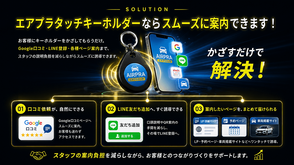 エアプラタッチキーホルダーならスムーズに案内！かざすだけで解決！