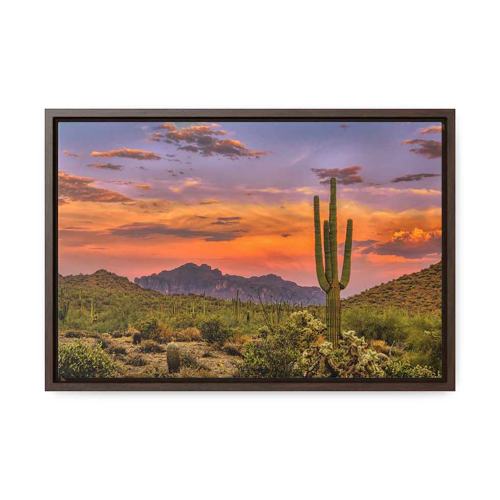 Thumbnail: Arizona Landscape Canvas Print - Cotton Fabric, Walnut or Black Frame (HU 20B)
