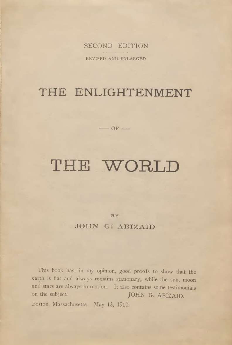 Thumbnail: John G. Abizaid The Enlightenment of the World 1912 Second Edition title page showing the revised and enlarged historical fla
