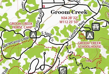 Thumbnail: Arizona off road trails map, Groom Creek Arizona off road trails map, Arizona ohv trails map