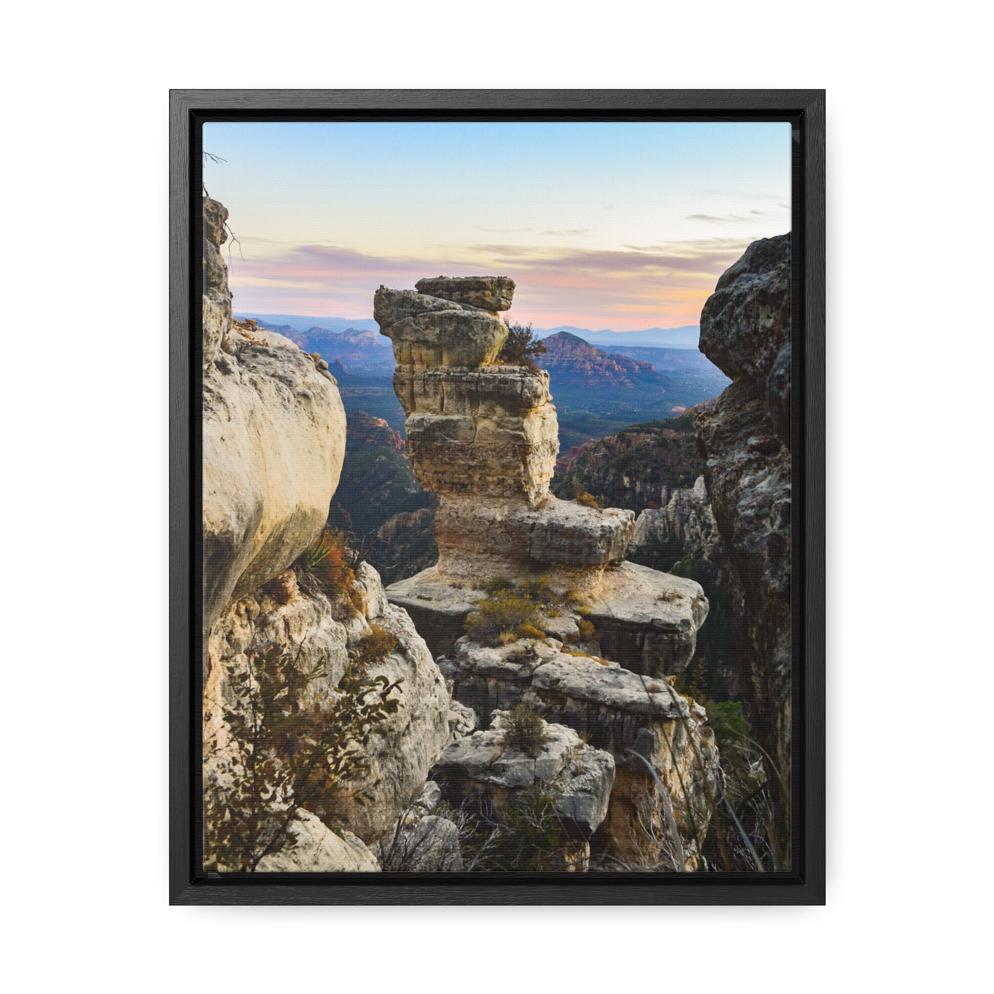 AZ Mogollon Rim Landscape Canvas Print, Cotton Fabric Walnut/Black Frame (HU 4A)