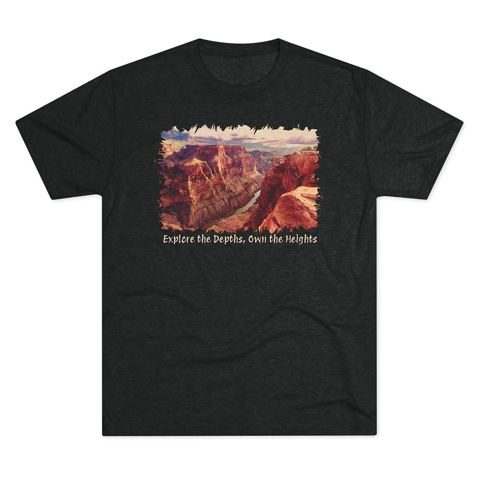 Thumbnail: "Explore the Depths, Own the Heights" Grand Canyon Tri-Blend Unisex T-Shirt