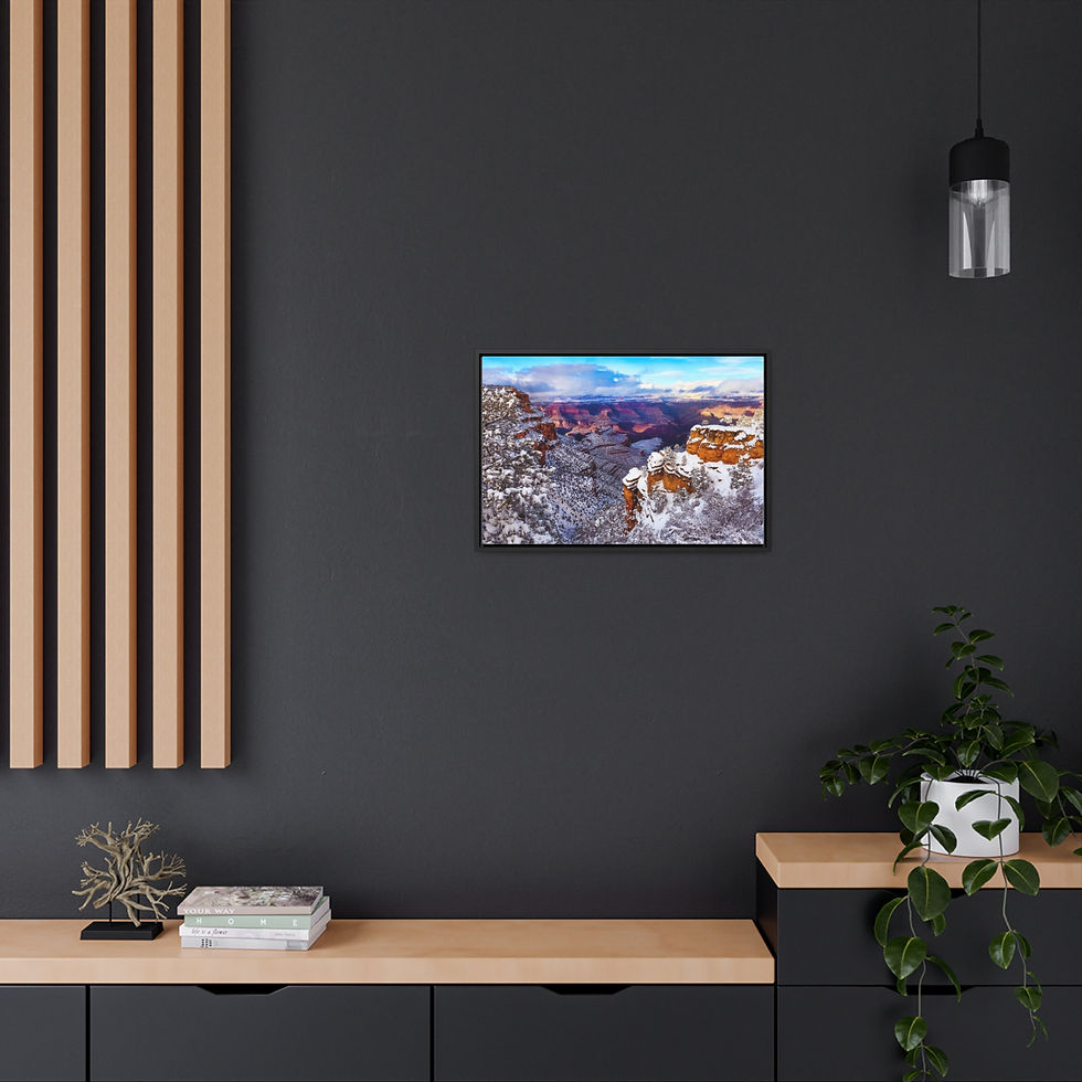Thumbnail: AZ Grand Canyon Landscape Canvas Print - Cotton Fabric, Walnut/Black Frame