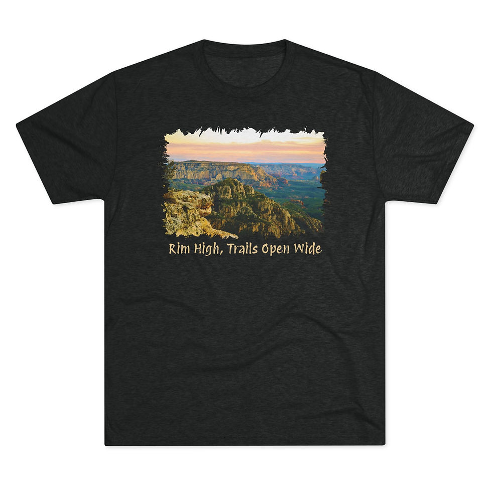 Thumbnail: "Rim High, Trails Open Wide" Arizona Mogollon Rim Tri-Blend Unisex T-Shirt