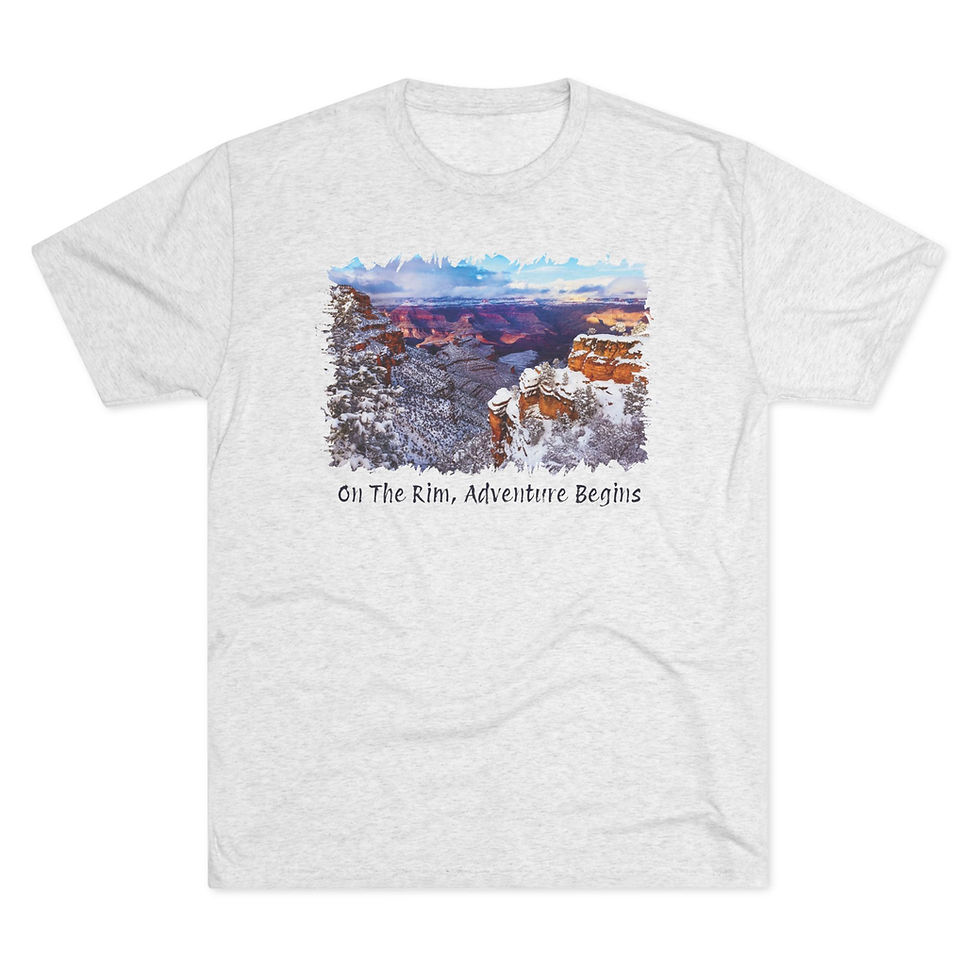Thumbnail: "On the Rim, Adventure Begins" AZ Grand Canyon Tri-Blend Unisex T-Shirt