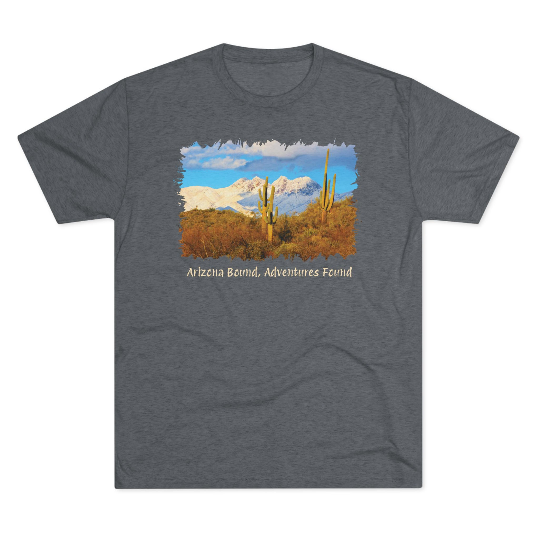 "Arizona Bound, Adventures Found", AZ Desert Landscape Tri-Blend Unisex TShirt