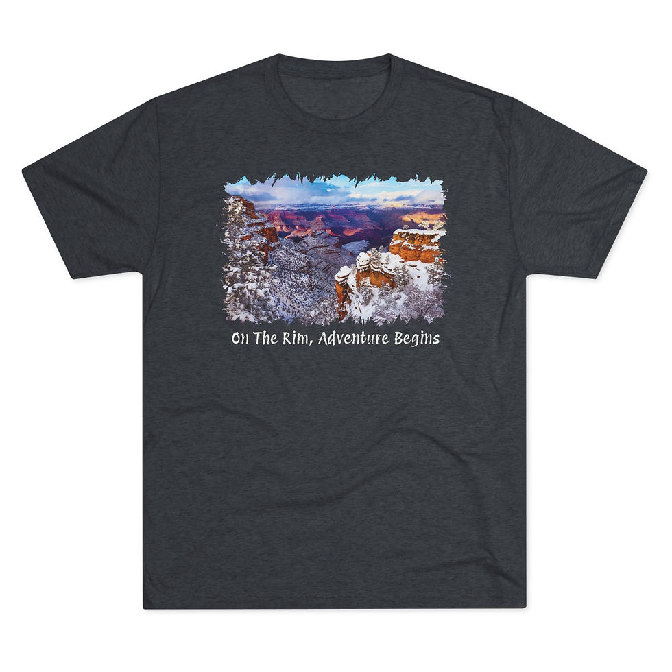 Thumbnail: "On the Rim, Adventure Begins" AZ Grand Canyon Tri-Blend Unisex T-Shirt