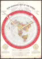 Authentic 1892 Gleason’s New Standard Map of the World featuring the Azimuthal Equidistant Projection with functional movable indicator arms for time and longitude calculation.”