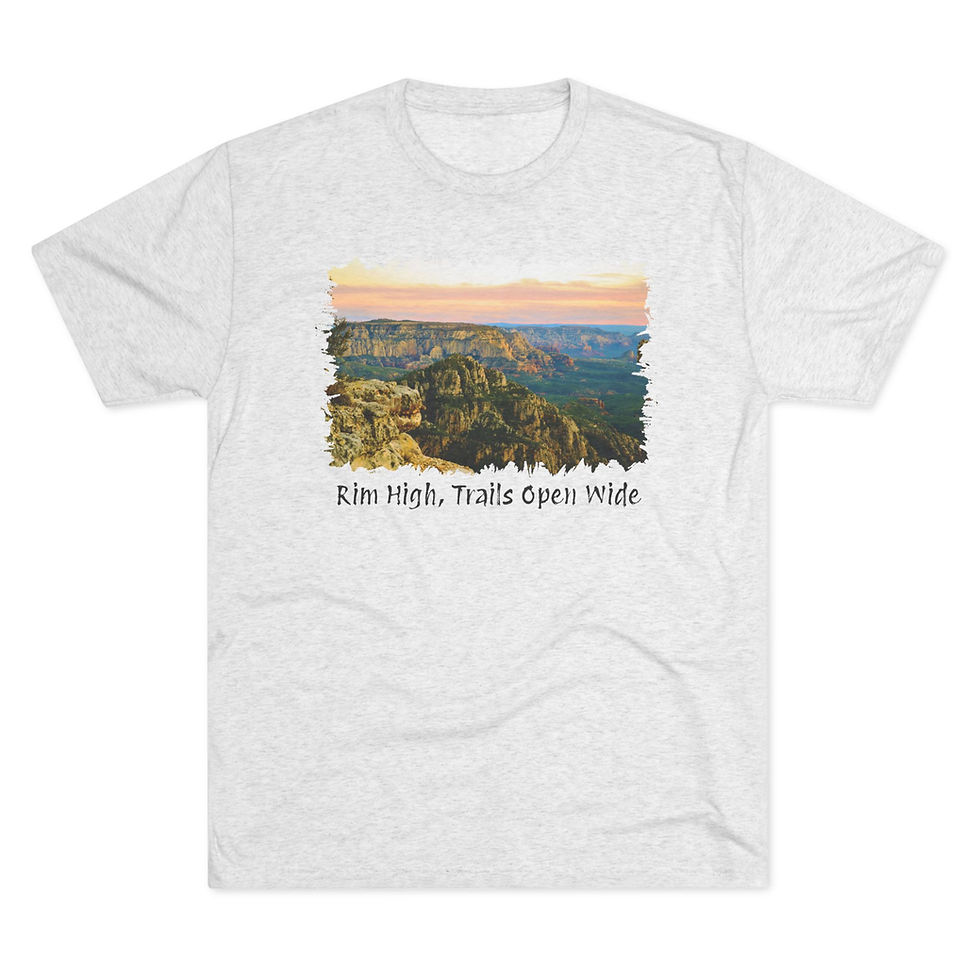 Thumbnail: "Rim High, Trails Open Wide" Arizona Mogollon Rim Tri-Blend Unisex T-Shirt