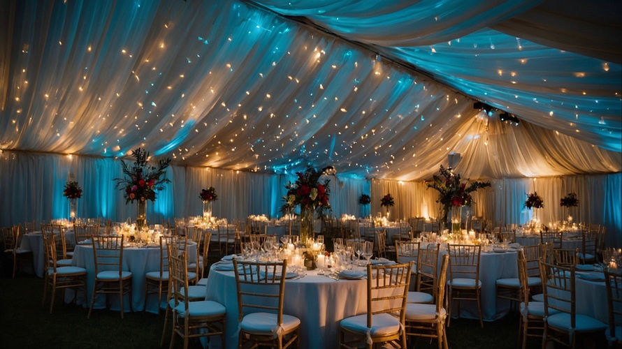 Corporate Marquee event hire with lighting hire by Far North