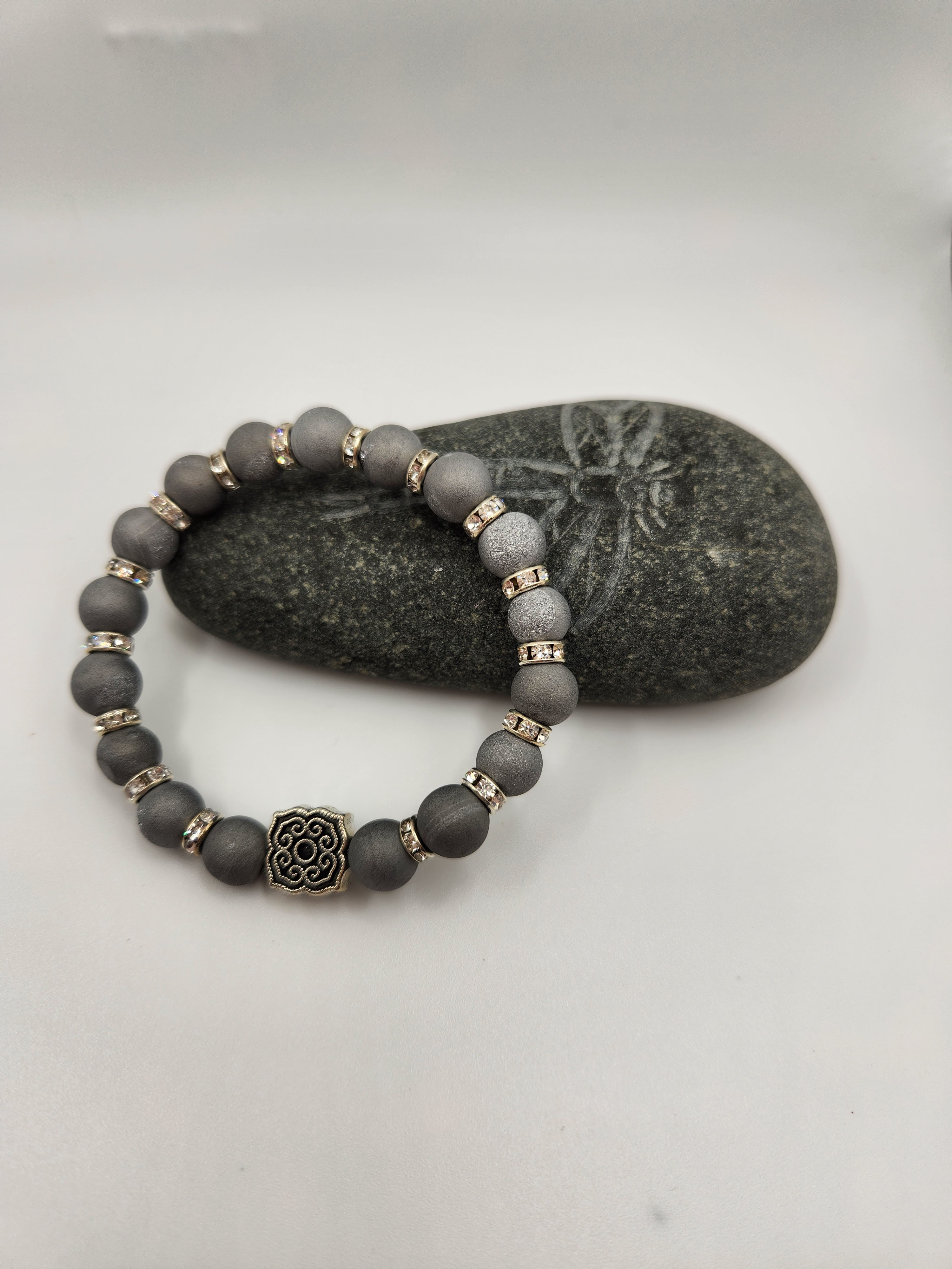 Silver Druzy Reiki Charm Healing Bracelet