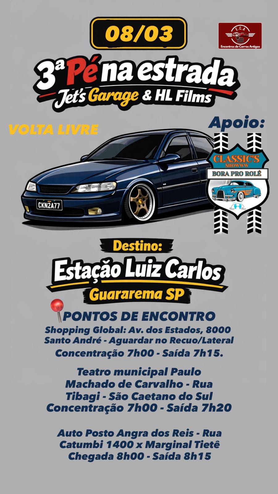 3º pé na estrada Jet's Garage e HL Films - Guararema, SP