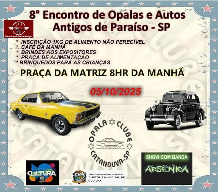 8º encontro de Opalas e Autos Antigos de Paraíso - SP