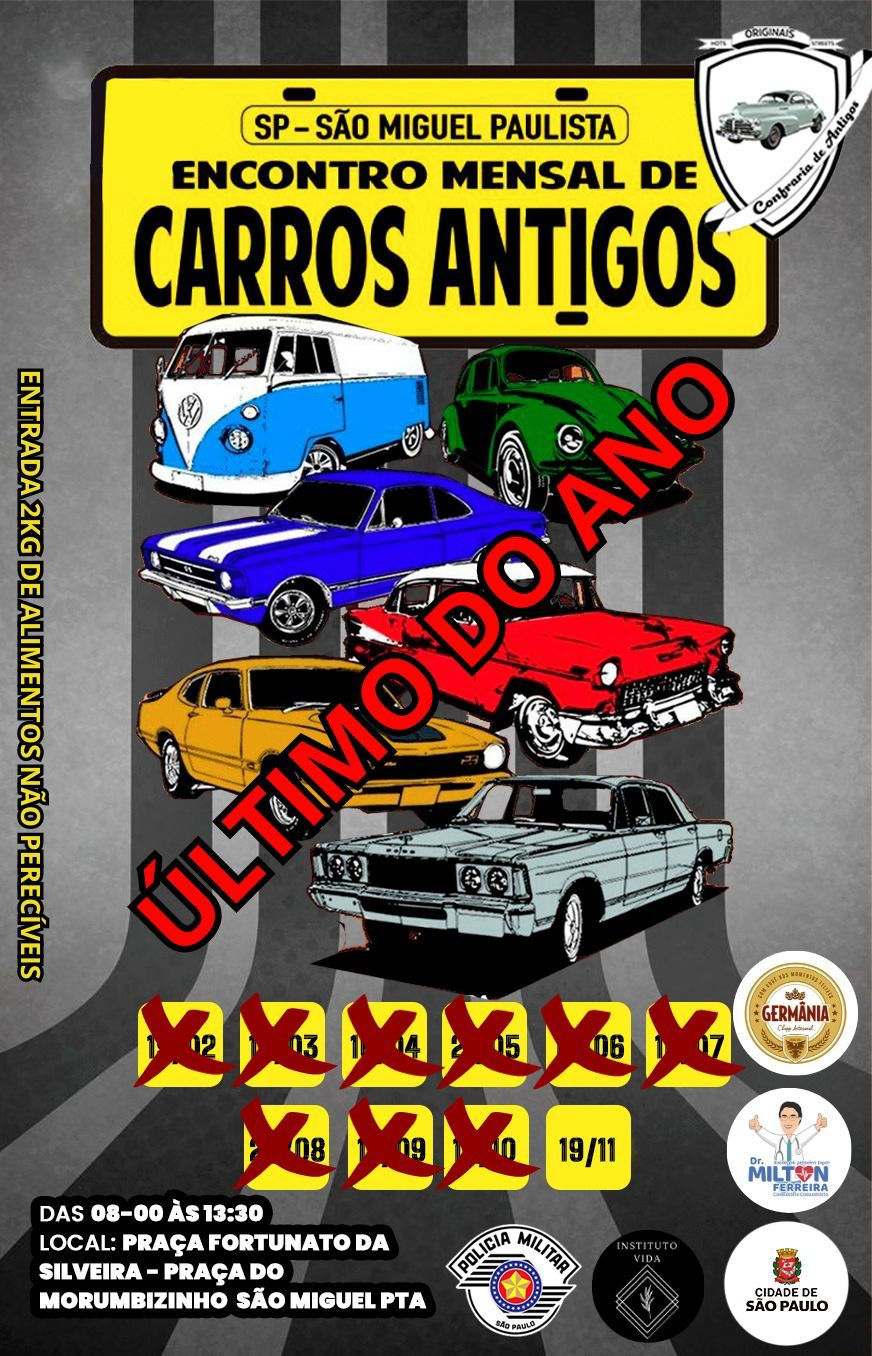 Encontro mensal de carros antigos São Miguel Paulista