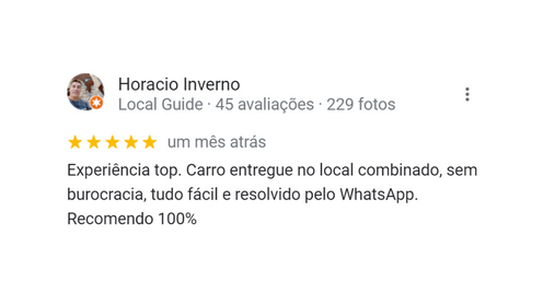 depoimento sobre o serviço da empresa r3 rental car